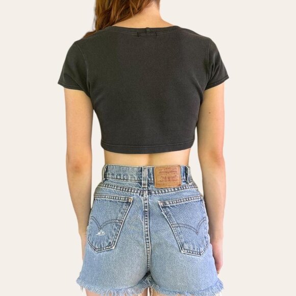 80s/90s vintage cropped charcoal gray baby tee Betty Blue - Picture 3 of 6